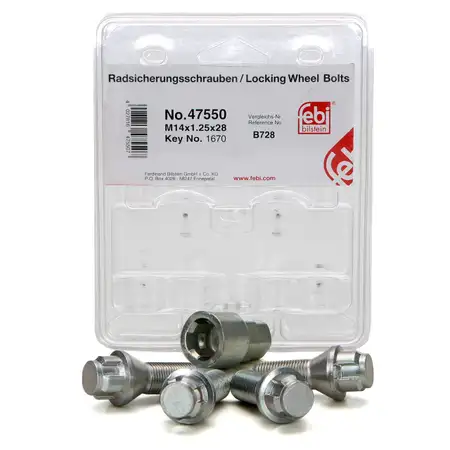 febi 47550 Felgenschloss Satz M14x125 f&uuml;r BMW 1er 2er 3er 5er 6er 7er MINI