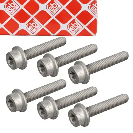 6x febi 46395 Schraube Torx f&uuml;r Getriebegeh&auml;use &Ouml;lwanne M6 f&uuml;r MERCEDES 1409904601