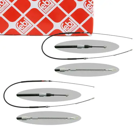 2x febi 01657 Handbremsseil f&uuml;r MERCEDES T1 601 602 mit Trommelbremse hinten 6014201185