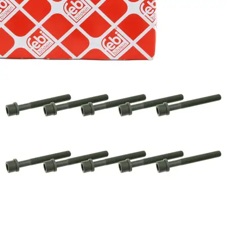 10x febi 06666 Zylinderkopfschraube f&uuml;r VW Golf 1 2 3 Caddy Jetta 1 2 Passat Polo Sharan