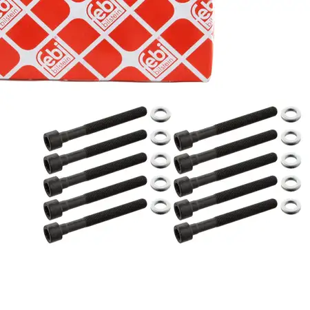 10x febi 12653 Zylinderkopfschraube f&uuml;r VW Golf 1 2 Passat B1 B2 Polo 86/c Transporter T4