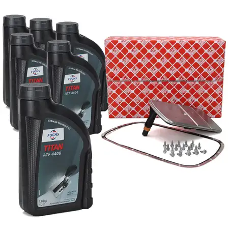 febi Getriebefilter Satz + 6 Liter FUCHS Getriebe&ouml;l f&uuml;r BMW 3er E46 5er E39 X3 E83