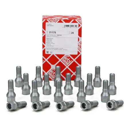 20x febi 21175 Radbolzen Radschrauben M12x1,25mm 47mm f&uuml;r CITROEN FIAT PEUGEOT