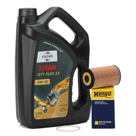 5L FUCHS Motor&ouml;l 5W30 + HENGST &Ouml;lfilter f&uuml;r OPEL Astra Corsa Insignia Mokka Zafira 1.2-2.0