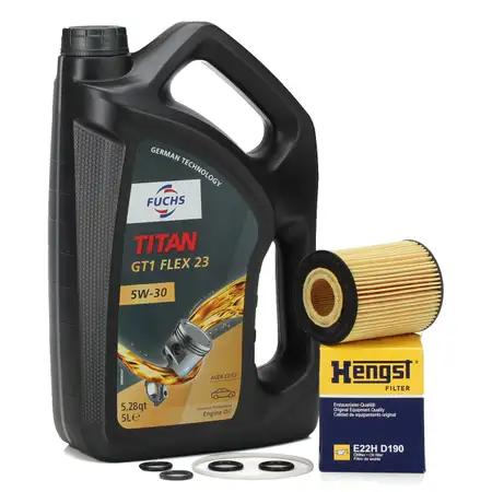 5L FUCHS Motor&ouml;l 5W30 + HENGST &Ouml;lfilter f&uuml;r OPEL Astra H J Corsa D Mokka Zafira B 1.7 CDTi
