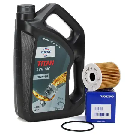 5L 5 Liter FUCHS TITAN SYN MC 10W40 Motor&ouml;l + ORIGINAL VOLVO &Ouml;lfilter 1275810