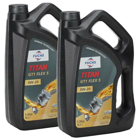 10L 10 Liter FUCHS TITAN GT1 FLEX 5 0W-20 0W20 Motor&ouml;l &Ouml;l f&uuml;r BMW LL-17 FE+ MB 229.71