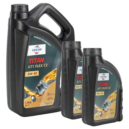 7L 7 Liter FUCHS TITAN GT1 FLEX C2 0W-30 Motor&ouml;l f&uuml;r FORD WSS-M2C950-A BMW LL-12 MB 229.61
