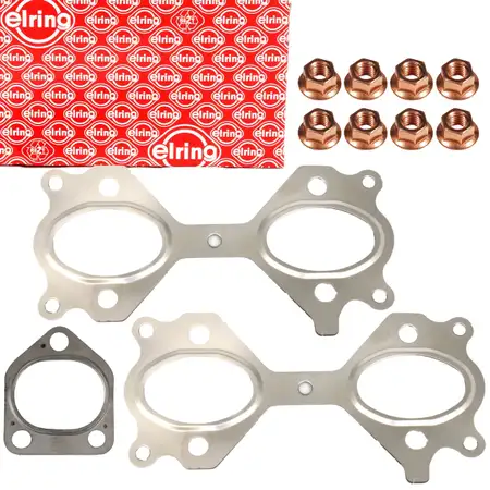 Abgaskr&uuml;mmerdichtung + Schrauben Set f&uuml;r BMW E81 E46 E90 E91 E60 E61 X3 E83 M47 N47