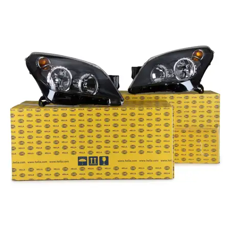 2x HELLA HALOGEN Hauptscheinwerfer + Stellmotor f&uuml;r OPEL Astra H ASTRA links + rechts