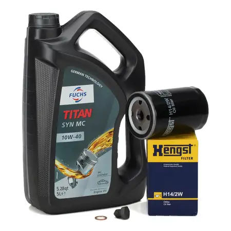 5L FUCHS 10W40 Motor&ouml;l + HENGST &Ouml;lfilter f&uuml;r VW Golf 1 2 3 Polo 86 Passat B1 B2 B3/4 Vento