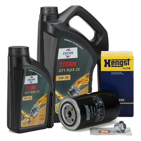 6L FUCHS 5W30 Motor&ouml;l + HENGST &Ouml;lfilter f&uuml;r VW LT 1 Transporter T4 2.5/TDI 2.4 D/TD