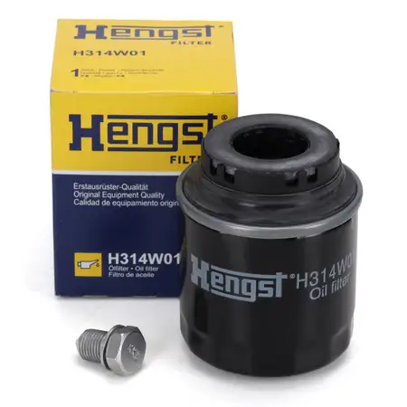 HENGST H314W01 Oil Filter + Screw for VW Golf 6, Passat, Polo 5, Tiguan, Touran 1.2/1.4 TSI