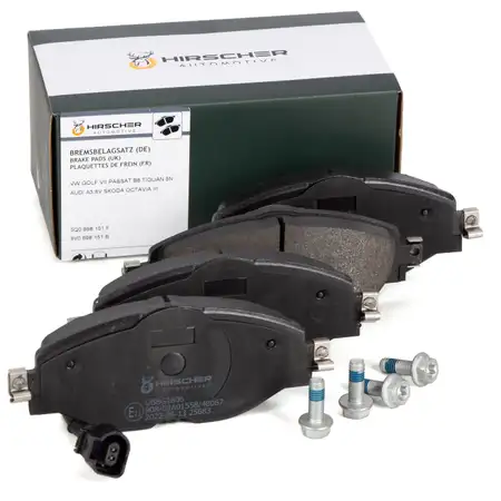 HIRSCHER Bremsbel&auml;ge + Warnsensor f&uuml;r VW Golf 7 8 Passat B8 Tiguan Touran vorne 5Q0698151F