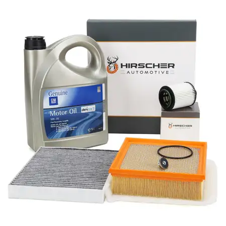 HIRSCHER 3-piece filter set + 5L ORIGINAL 5W30 dexos2 engine oil for OPEL B 1.3 CDTI