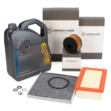 HIRSCHER Filterset + 5L ORIGINAL 5W40 Motor&ouml;l f&uuml;r SMART ForFour ForTwo 453 0.9 1.0 M281