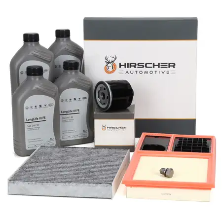 HIRSCHER Filterset + 4L ORIGINAL 0W20 Motor&ouml;l f&uuml;r VW Polo 5 Ibiza 4 Fabia 2 1.4 ab 2010