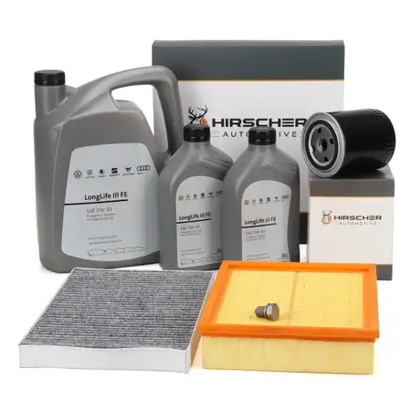 HIRSCHER Filterset + 7L ORIGINAL 0W30 Motor&ouml;l f&uuml;r AUDI A6 4B C5 2.4 2.7 T 2.8 3.0 07.1999