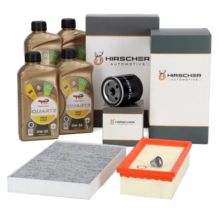 HIRSCHER Filterset + TOTAL 0W-30 Motor&ouml;l f&uuml;r CITROEN C3 Aircross 2 OPEL Crossland 10 1.2