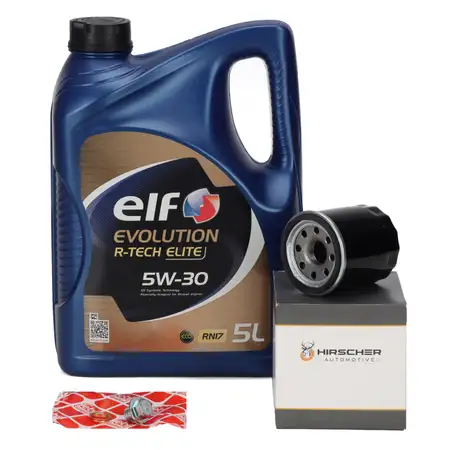 5L elf Evolution R-TECH ELITE 5W30 Motor&ouml;l + HIRSCHER &Ouml;lfilter f&uuml;r RENAULT 152085758R