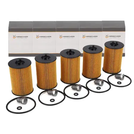 5x HIRSCHER &Ouml;lfilter + Schraube f&uuml;r VW Golf 7 Passat B8 Polo 6 Tiguan Touran 1.6/2.0 TDI