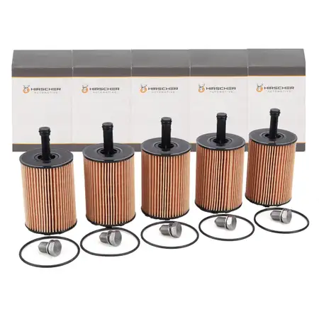 5x HIRSCHER &Ouml;lfilter + Schraube f&uuml;r VW Golf 4 5 6 Passat Polo Sharan Touran T4 1.2-2.5 TDI