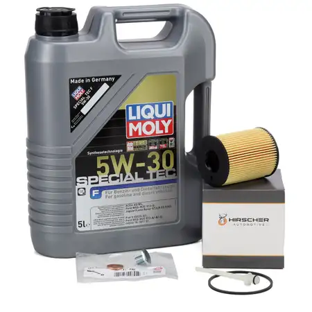 5L LIQUI MOLY SPECIAL TEC F 5W30 Motor&ouml;l + HIRSCHER &Ouml;lfilter f&uuml;r FIAT FORD PSA 1.4-1.6D