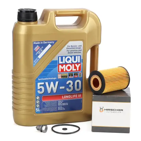 5L LIQUI MOLY 5W30 LONGLIFE 3 Motor&ouml;l + HIRSCHER &Ouml;lfilter f&uuml;r VW Golf 7 Passat 1.6/2.0 TDI