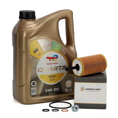 5L TOTAL QUARTZ INEO ECS 5W-30 Engine Oil + HIRSCHER Oil Filter for CITROEN PEUGEOT 1109.AN