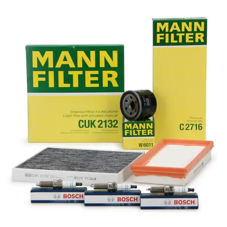 MANN Filterset + 3x BOSCH Z&uuml;ndkerze f&uuml;r SMART ForTwo 451 1.0 61-120 PS