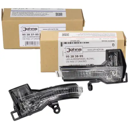 2x JOHNS LED Blinkleuchte Au&szlig;enspiegel f&uuml;r VW Polo 6 AUDI A1 Sportback GBA links + rechts