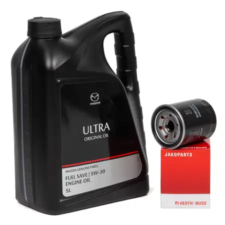 5L ORIGINAL Motor&ouml;l ULTRA 5W30 + HERTH+BUSS &Ouml;lfilter f&uuml;r MAZDA 323 626 MX-3 MPV 1 1.8-3.0i