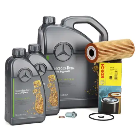 7L ORIGINAL 5W-30 MB 229.51 Engine Oil BOSCH + Oil Filter MERCEDES W202 W203 W124 W210 M104/111