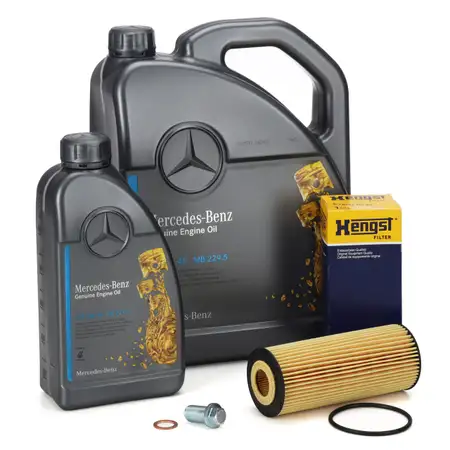 6L 6 Liter ORIGINAL 5W-40 f&uuml;r MB 229.5 Motor&ouml;l + HENGST &Ouml;lfilter MERCEDES W176 45AMG M133