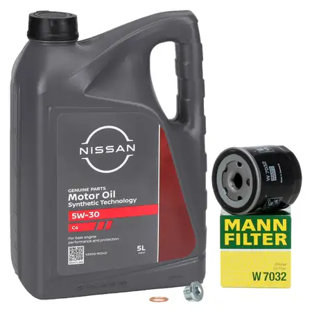 5L ORIGINAL 5W30 DPF Motor&ouml;l + MANN &Ouml;lfilter f&uuml;r NISSAN Juke F15 Micra 5 Qashqai 2 1.5 dCi