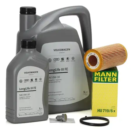 6L ORIGINAL 0W30 Motor&ouml;l + MANN &Ouml;lfilter f&uuml;r AUDI SEAT SKODA VW 2.0/2.5 FSI/TSI