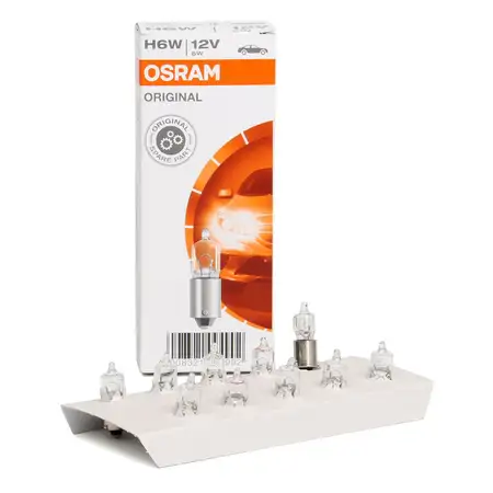 10x OSRAM 64132 Gl&uuml;hlampe Sockelgl&uuml;hlampe H6W ORIGINAL-Line 12V 6W BAX9s