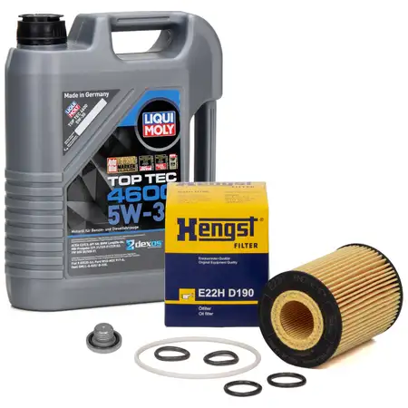 5L LIQUI MOLY 5W30 dexos2 engine oil + HENGST oil filter for OPEL Astra H, J, Mokka B 1.7 CDTI