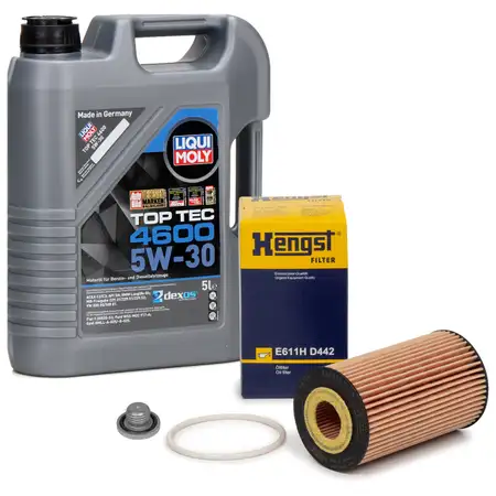 5L LIQUI MOLY Motor&ouml;l 5W30 dexos2 + HENGST &Ouml;lfilter f&uuml;r OPEL Astra G H J B C 1.2-1.6