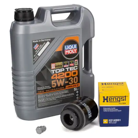 5L LIQUI MOLY TOP TEC 4200 5W30 Motor&ouml;l + HENGST &Ouml;lfilter f&uuml;r VAG 1.2/1.4 TSI 03C115561H