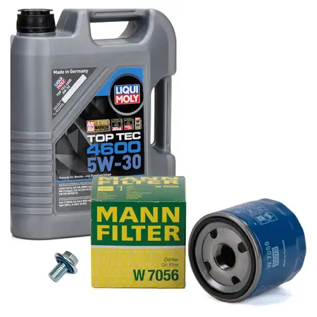 5L LIQUI MOLY 5W30 dexos2 Engine Oil + MANN Oil Filter for OPEL Astra K, Corsa E, and Adam 1.0&ndash;1.4
