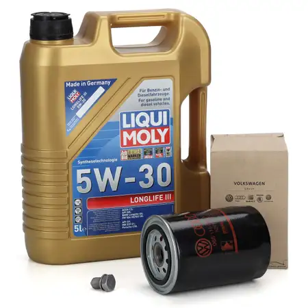 5L LIQUI MOLY 5W30 LONGLIFE 3 Motor&ouml;l + ORIGINAL &Ouml;lfilter f&uuml;r VW Passat B5 A4 B5 B6 1.8 T