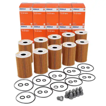 10x MAHLE OX388D Oil Filter + Screw for VW Golf 6, Passat B6, B7, Tiguan, Touran 1.6/2.0 TDI