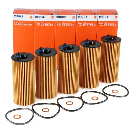 5x MAHLE/KNECHT OX8132D &Ouml;lfilter f&uuml;r BMW 1er F20 F21 3er F30 G20 5er F10 F11 11428575211