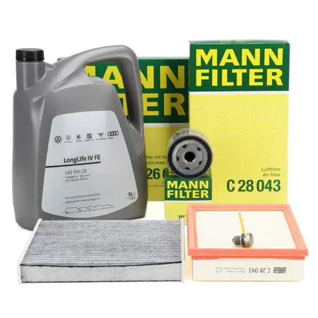 MANN Filterset + 5L ORIGINAL 0W20 Motor&ouml;l f&uuml;r VW Golf 7 8 A3 8V 8Y Q2 Leon KL 1.0/1.5 TSI
