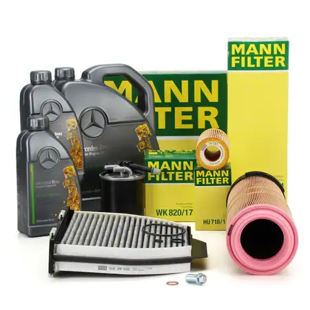 MANN Filterset 4-tlg + 7L ORIGINAL 5W30 Motor&ouml;l MERCEDES W204 C220CDI OM646 170 PS