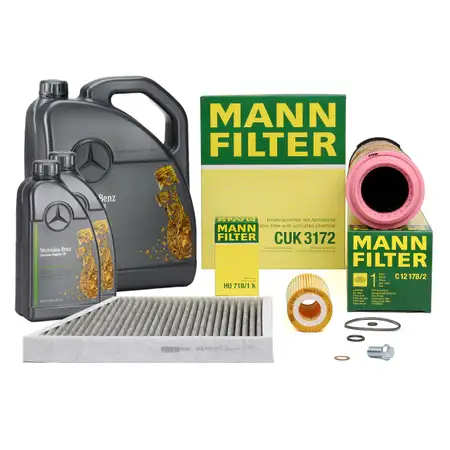 MANN Filterset 3-tlg + 7L ORIGINAL 5W30 Motor&ouml;l MERCEDES W211 E200/220CDI OM646 136/170 PS