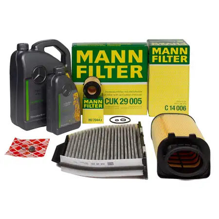 MANN Filterset + 6L ORIGINAL 5W30 Motor&ouml;l MERCEDES W204 W212 X204 180-250 M274