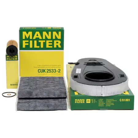 MANN Filter-Set 3-tlg f&uuml;r BMW 5er F10 F11 518d 136 PS + 520d 163 PS B47