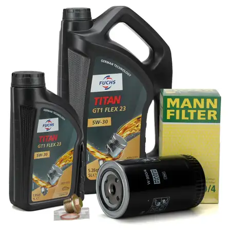 6L FUCHS TITAN GT1 5W30 Motor&ouml;l + MANN &Ouml;lfilter f&uuml;r VW Transporter T4 LT 1 2.5/TDI 2.4 D
